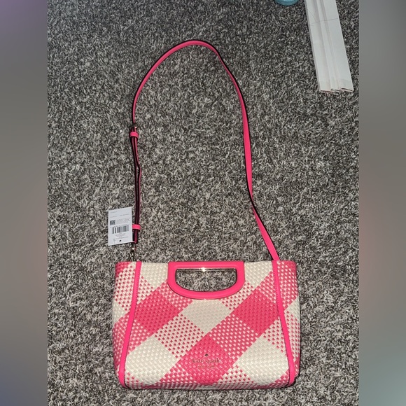 Kate Spade Alexia Gingham Clutch Crossbody in Wild Rose NWT